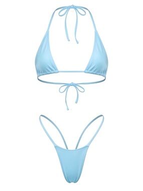 Baby Blue G String Thong Tri-Kini Set | Stripper Bikini | Exotic Dancewear